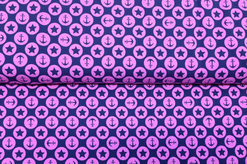 Restmenge 50 cm Jersey mit Ankern, pink
